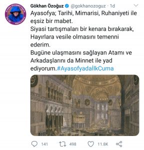 gökhan özoğuz ayasofya Atatürk twitter