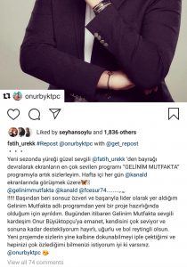 onur büyüktopçu seda sayan gelinim mutfakta fatih ürek instagram