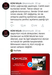 serdar ortaç kom müzik cahil twitter