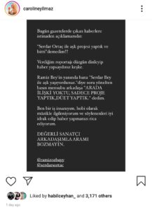 caroline yılmaz serdar ortaç instagram