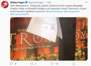 aspendos arena mustafa erdoğan gülben ergen anadolu ateşi serik belediyesi
