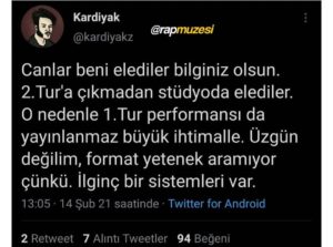 o ses türkiye rap kardiyak twitter