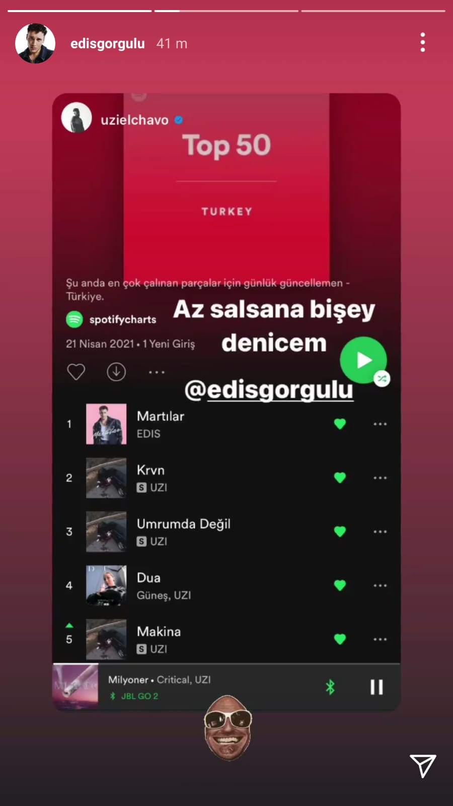 edis uzi spotify instagram