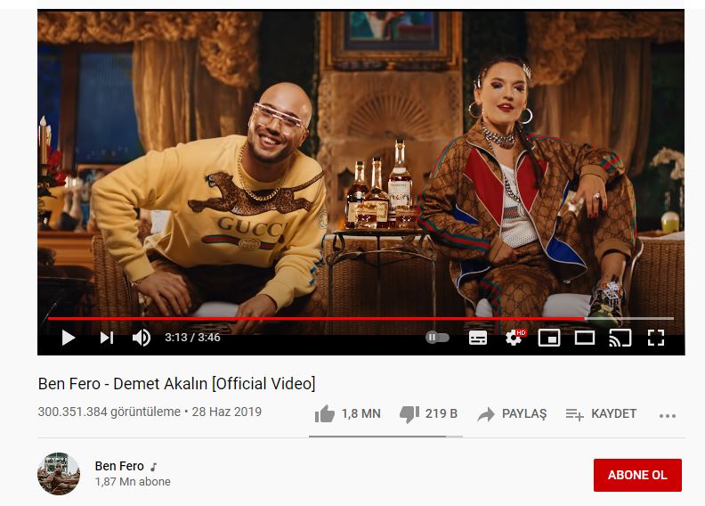 ben fero demet akalın en çok izlenen rap klibi youtube