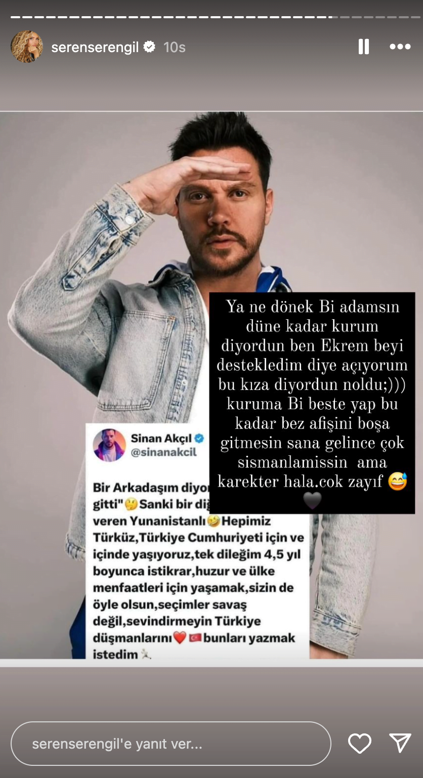 Seren Serengil, Sinan Akçıl, İnstagram Story