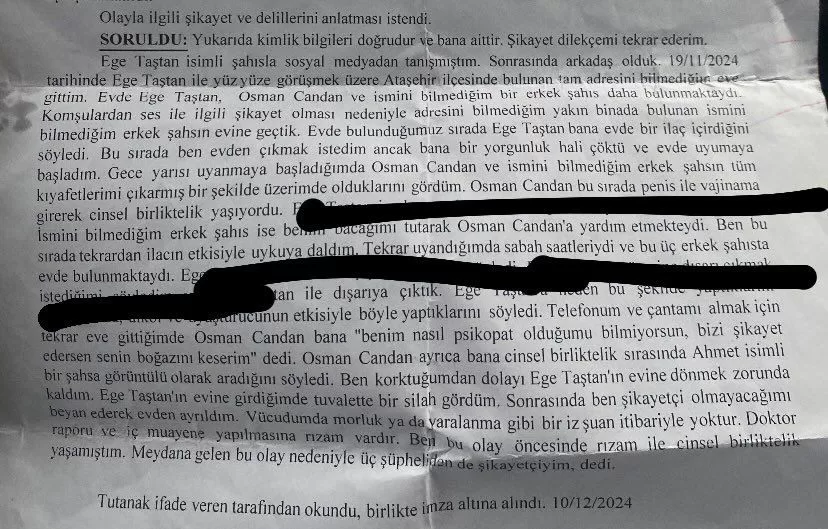 Ege Taştan ve Osman Candan soruşturma belgesi