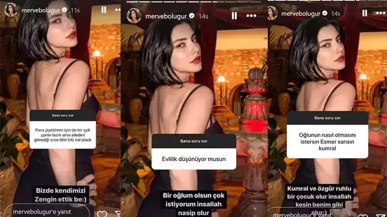 Merve Boluğur instagram hesabında soru cevap paylaşımı